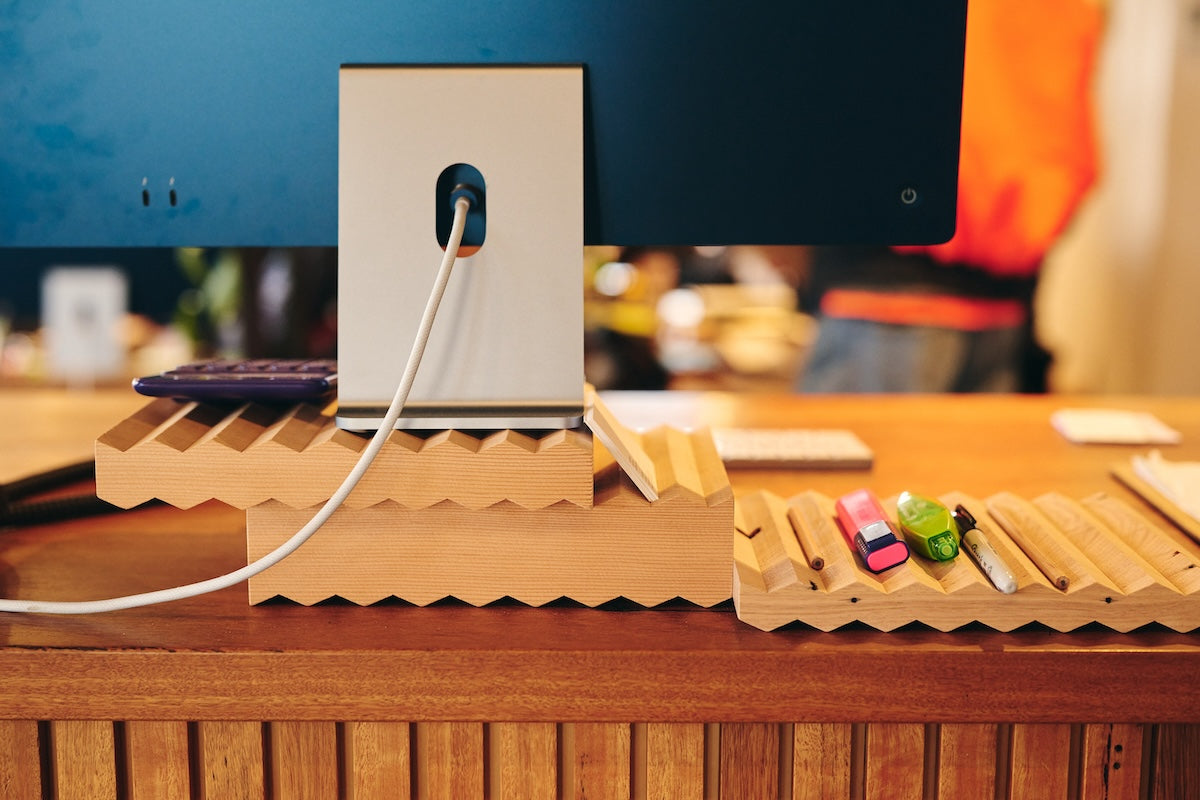 Zag Stack Recycled Timber Blocks | Ergonomic Monitor Riser & Organiser ...